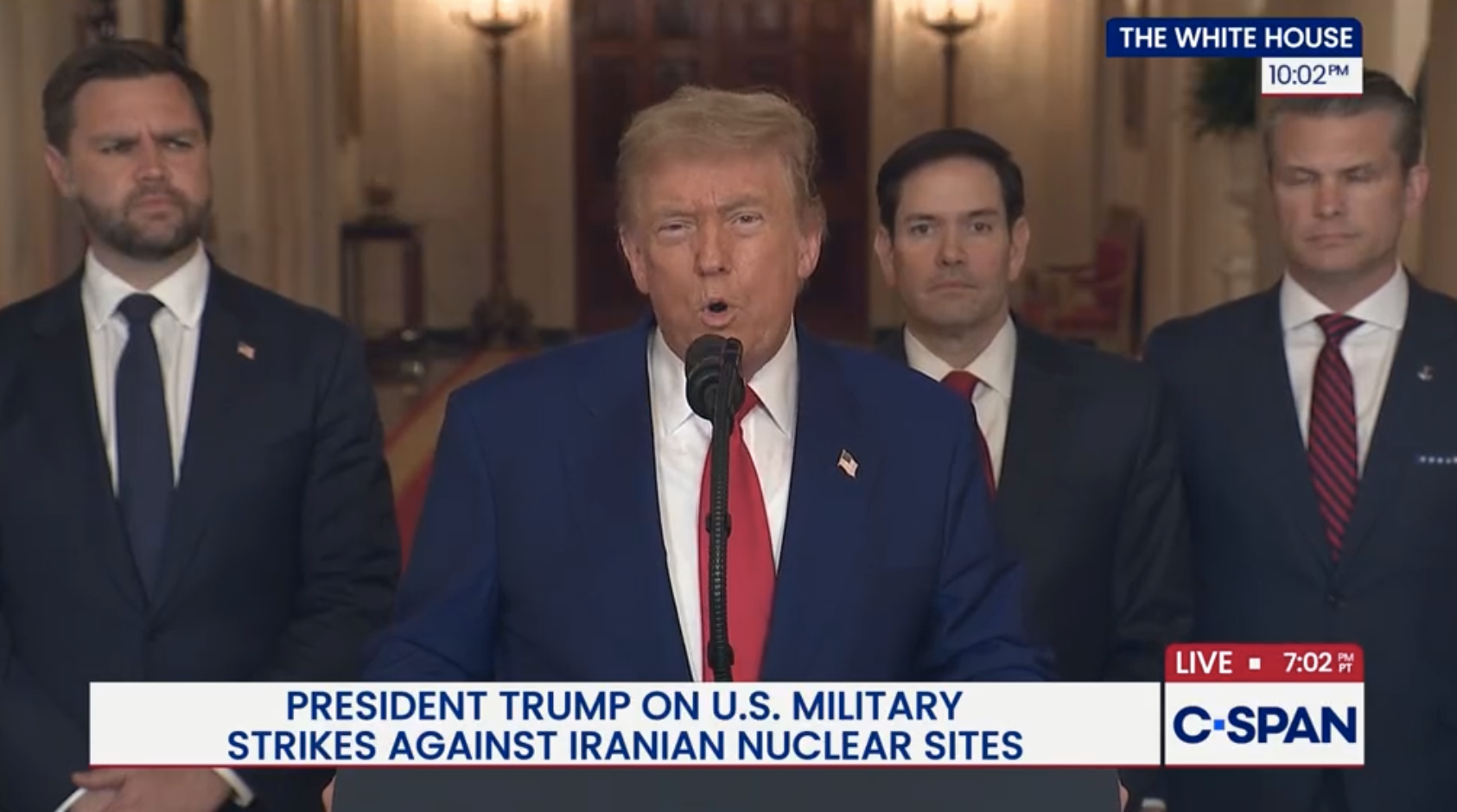 Trump announcing illegal attack on Iran